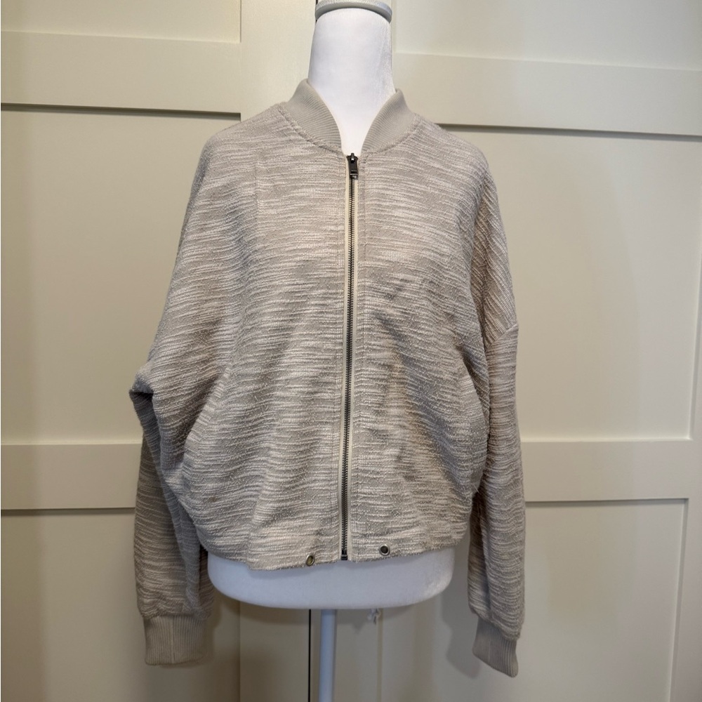 Steve Madden Neutral Bomber Jacket | Zip Front | Size M
